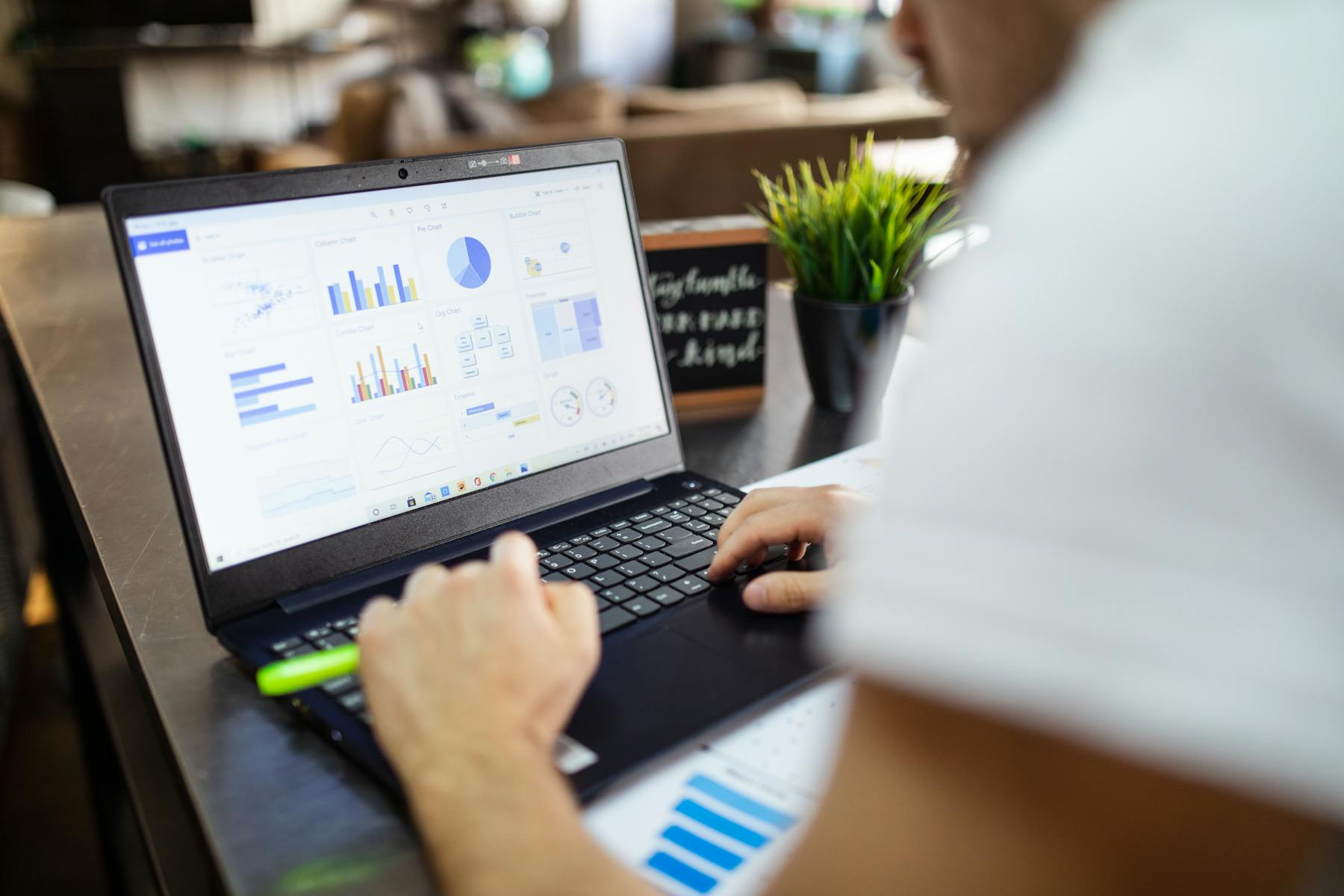 Business owner reviewing marketing analytics dashboard with bar charts and pie graphs on laptop screen. Image by RDNE Stock project (https://www.pexels.com/@rdne)